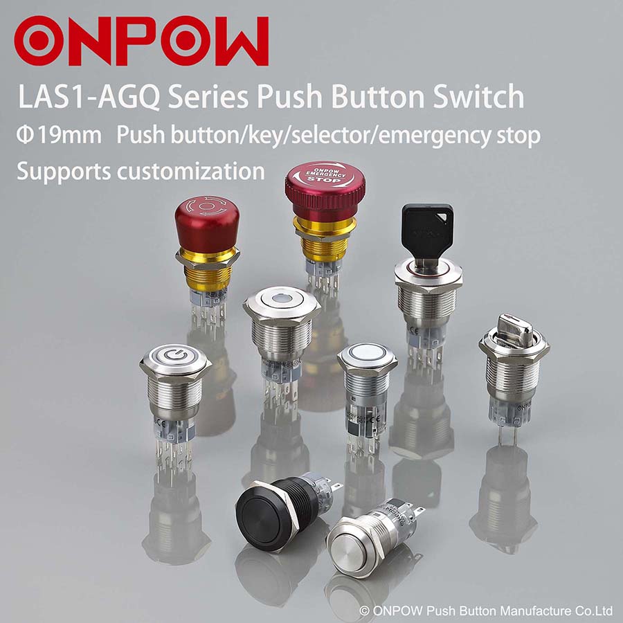 LAS1-AGQMetal Key selector emergency stop Push Button Switch  24